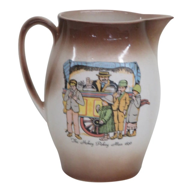 Staffordshire Ronney Pottery England Painted Pitcher Jug For Sale