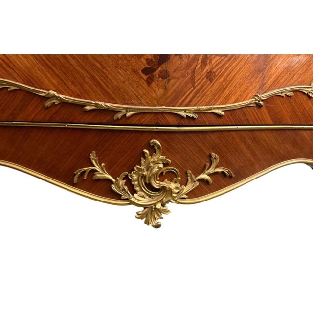 Wood 19th Century French Louis XV-Style Marquetry Vitrine With Gilt Bronze. For Sale - Image 7 of 10