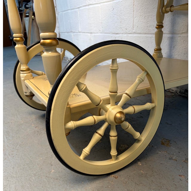 Vintage Ethan Allen Stenciled Drop Leaf Tea Cart For Sale - Image 18 of 18