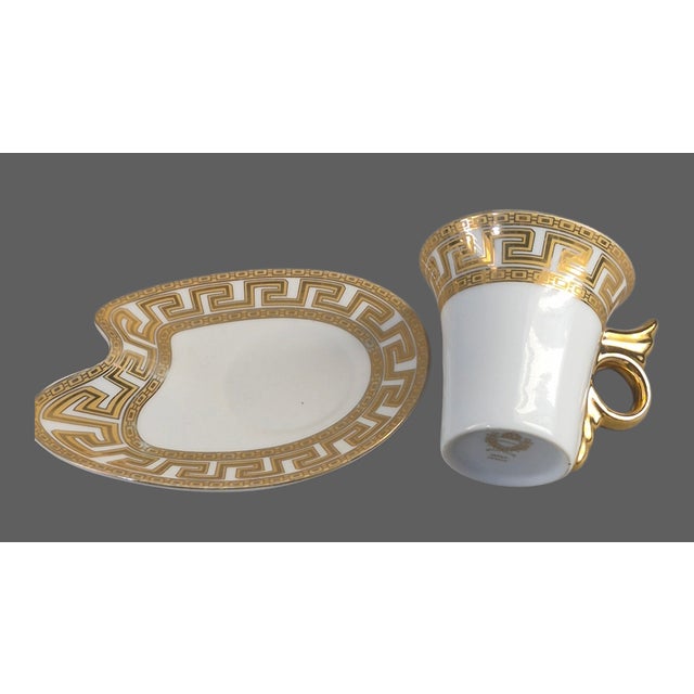 Late 20th Century Late 20th Century Elegant Set of Four Demitasse Greek Key Cups & Saucers Japanese Imperial Porcelain Gilded - 8 pcs For Sale - Image 5 of 7