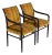 Mid-Century Hollywood Regency Ebonized Faux Bamboo Armchairs With Jack Lenor Larsen Upholstery, Pair For Sale