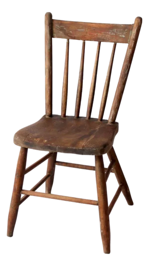 Antique Primitive Farmhouse Chair With Plank Seat