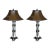 Rustic Art Glass Embellished Lamps With Metal Shades - A Pair For Sale