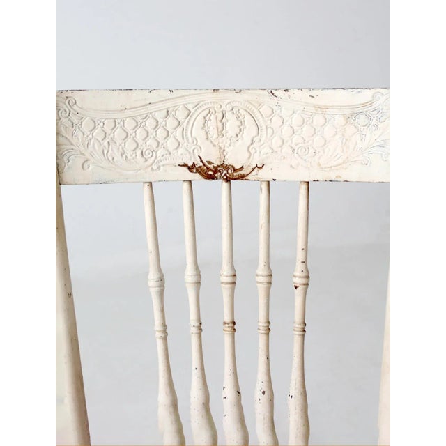 Antique Painted Press Back Chair With Cane Seat For Sale - Image 6 of 11