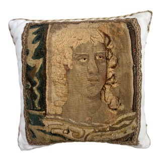 Pillow Featuring an 18th-Century Tapestry Panel Depicting a Gentleman. For Sale