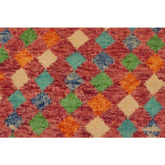Raspberry Red Contemporary Balochi Red/Blue Wool Rug - 5'1''x8'4'' For Sale - Image 8 of 10