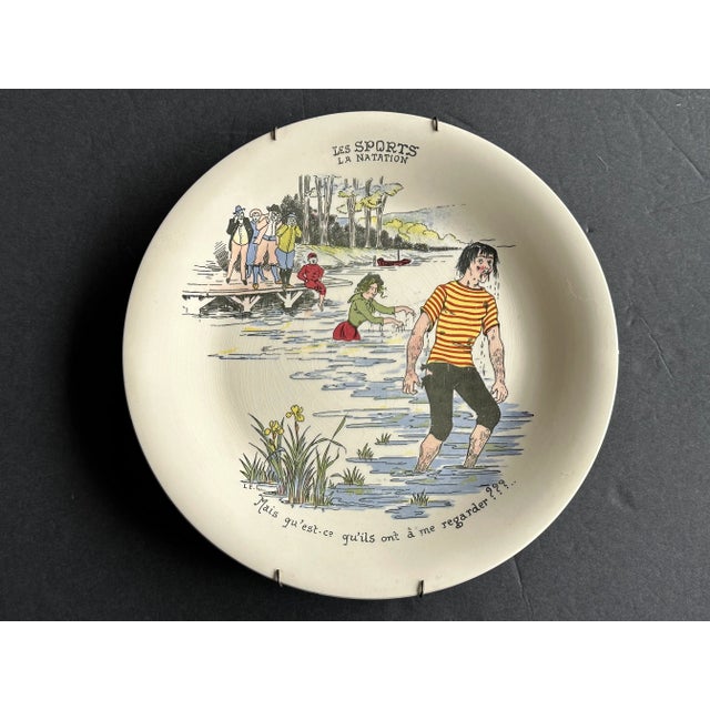 Made circa 1920 in Belgium by Boch Frerès La Louviere as part of their "Les Sports" series of decorative dishes, this...