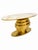 Elegant contemporary side table in gilded brass and white veined marble. Dimensions: Height 70 cm, Width 141 cm, Depth 40...