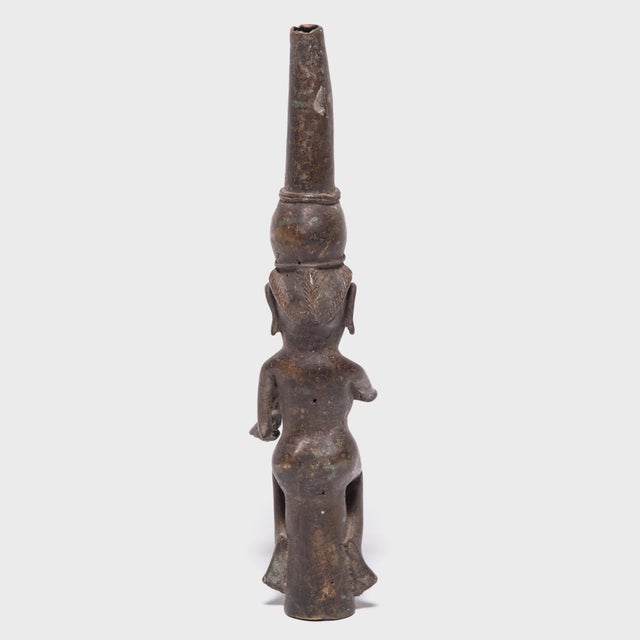 Nigerian Benin-Style Bronze Figural Pipe Mouthpiece, C. 1900 For Sale - Image 4 of 6