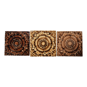 3 Brown "Tudor Rose" Tiles