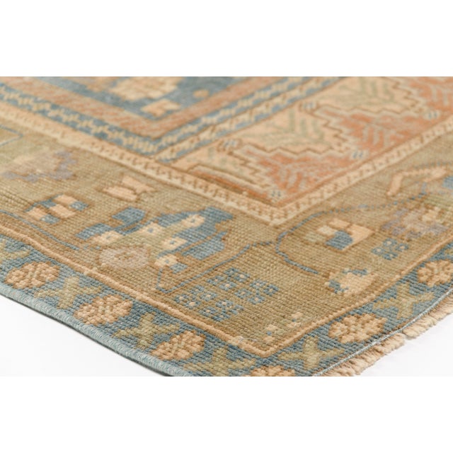 Vintage Distressed Turkish Oushak Rug in Pastel Blue and Cream For Sale - Image 4 of 10