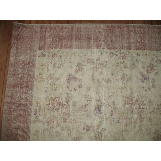 Early 21st Century Zabihi Collection Worn Floral Turkish Room Size Rug For Sale - Image 5 of 6