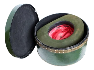 Mid 19th Century Green Sheplers Hat with Hat Container