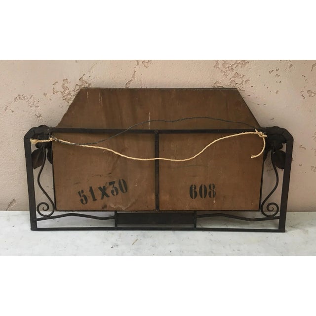 Iron Art Deco Mirror with Roses, circa 1930 For Sale - Image 4 of 5