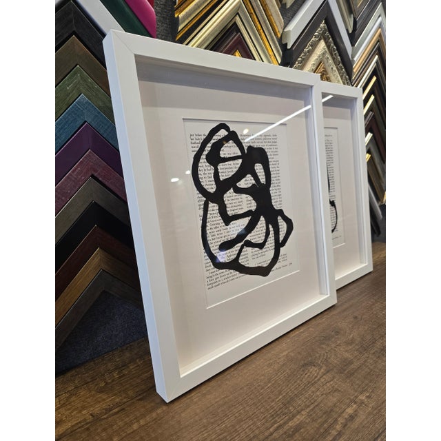 Wood Shadow Box Framed 'Black & White Abstractions Series' (2) - Gallery Wall Art Prints Installation by Diane Grant - Set of 15 For Sale - Image 11 of 11