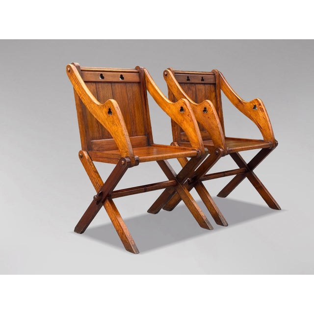 19th Century Victorian Pitch Pine Glastonbury Armchairs, 1880, Set of 2 For Sale - Image 13 of 13