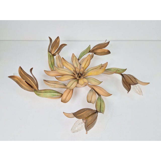 Metal Vintage Flowers Metal Ceiling Lamp ,France, 1960s For Sale - Image 7 of 9