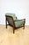 Wood Vintage Brown Wooden Armchair in Green-Olive Jeans Design from Z. Bączyk, 1970s For Sale - Image 7 of 9