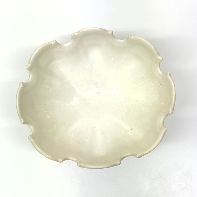 Mid 20th Century Vintage Secla Portugal White Ironstone Monteith-Style Serving Bowl For Sale - Image 5 of 11
