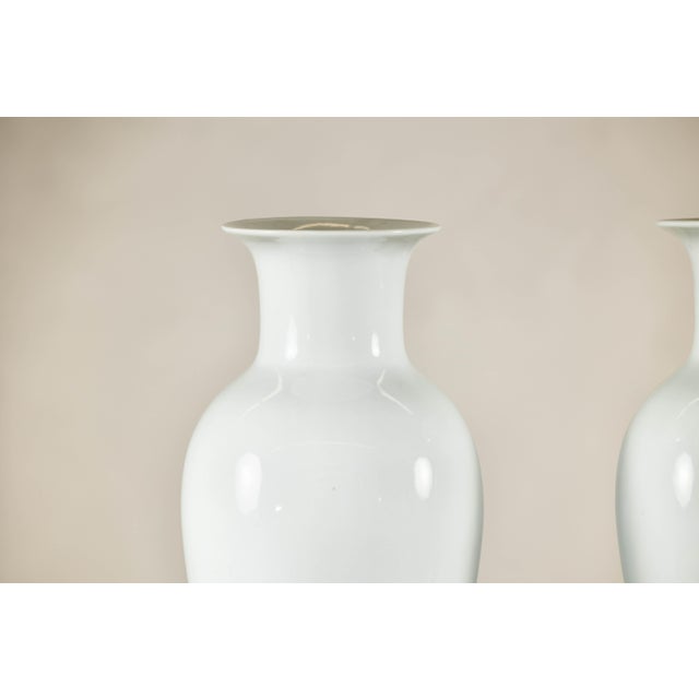 Pair of Classic White Porcelain Vases with Timeless Elegance For Sale - Image 10 of 12