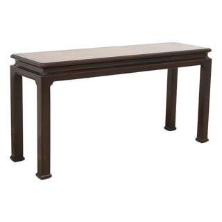 Henredon Burl Walnut Asian Chinoiserie Console Sofa Table For Sale