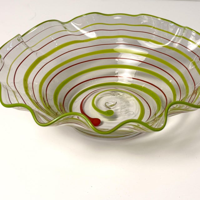 Red Set of 8 Peàn Doubulyu “Wavie” Hand‑Blown Art Glass Bowls, 1995–1996 For Sale - Image 8 of 12