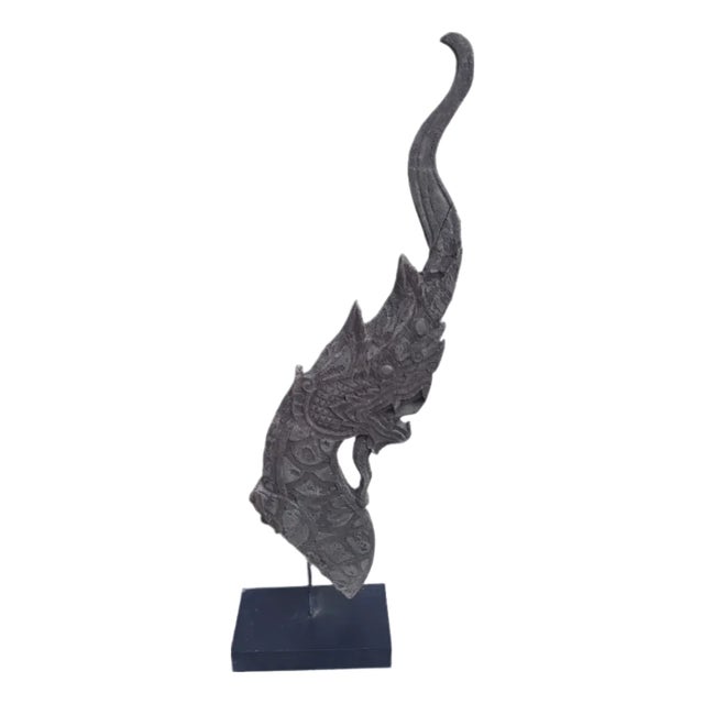 Antique Thai Naga Temple Finial on Stand For Sale