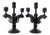 Black Wood Candelabras with Silver Applications, Set of 2 For Sale