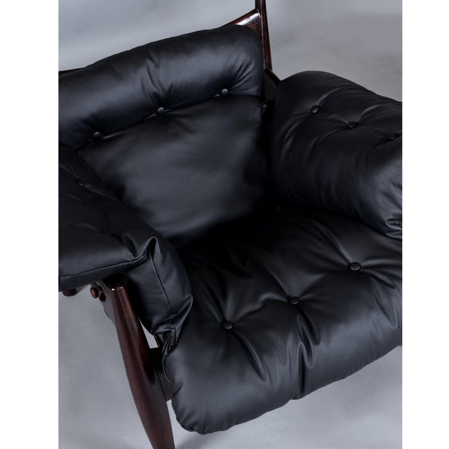 Brazilian Rosewood & Leather Sling Chair and Ottoman by Sergio Rodrigues for Isa For Sale - Image 16 of 18