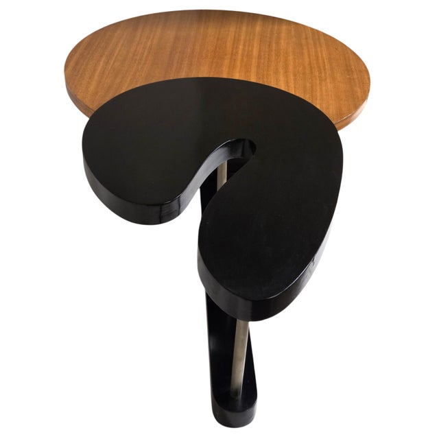 Wood Large Biomorphic Kidney Shaped Two-Tone Mahogany & Black Coffee / Cocktail Table For Sale - Image 7 of 18
