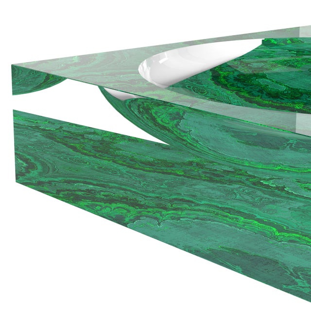 Plastic Agate Malachite Acrylic Candy Catchall Dish, Small For Sale - Image 7 of 14