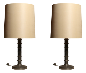 Bobbin Column Table Lamps in Pewter by Harald Buchrucker, 1960s, Set of 2
