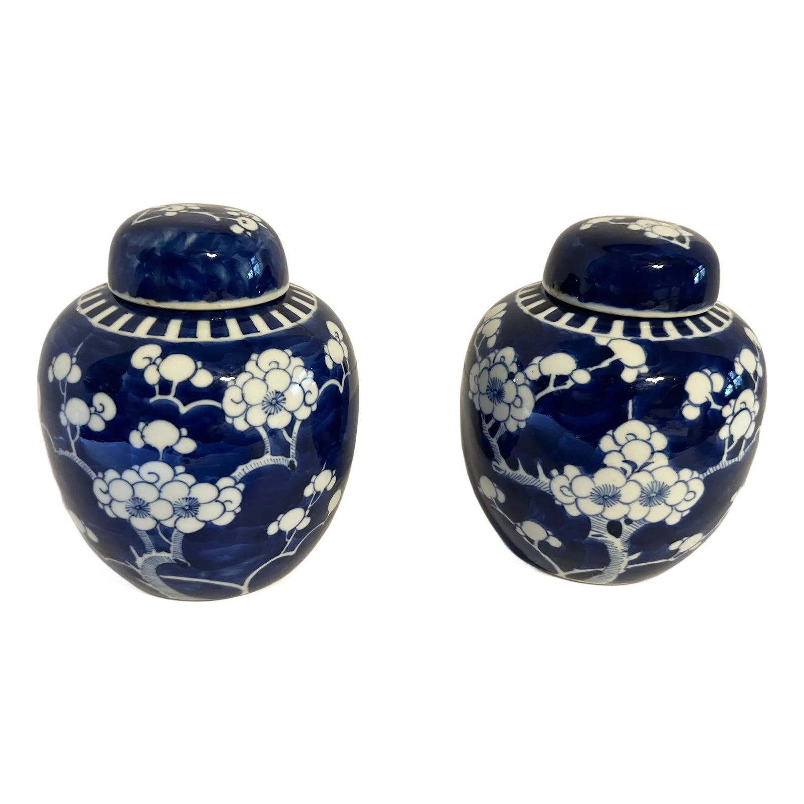19th Century Prunus Hawthorne Pattern Ginger Jars- a Pair | Chairish