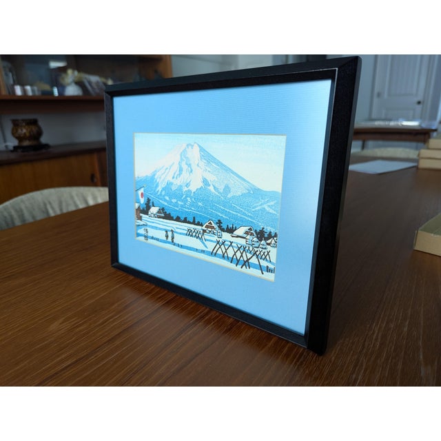 Framed Tomikichiro Tokuriki Woodblock Print "Mt. Fuji & Flag" - Vintage 1970s Sōsaku Hanga For Sale - Image 4 of 6