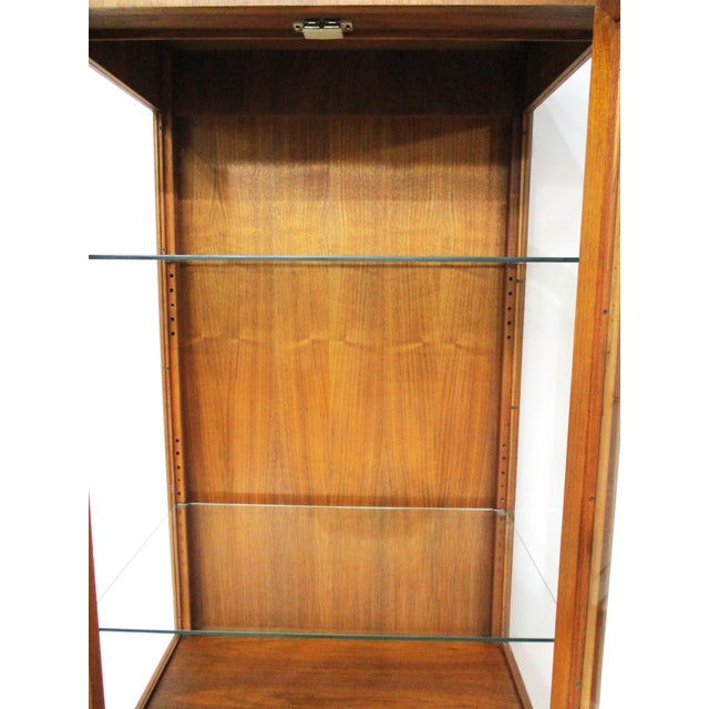 Mid Century Tall Walnut Curio Display Cabinet in the Style of Danish Modern For Sale - Image 9 of 18