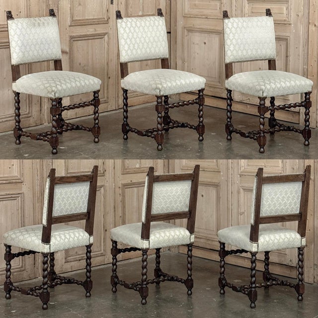 Coffee Set of 6 Antique 19th Century Renaissance Revival Oak Dining Chairs For Sale - Image 8 of 18
