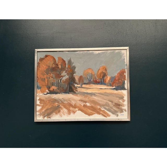 Original Swedish Oil on Canvas – “Red Autumn” (Röd Höst) by Knut Måsö (1926–2016) – Signed – Vintage & Framed – 57 × 44 cm...