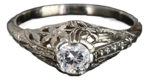 Antique 18k White Gold Engagement Ring With 0.25ct Diamond - Size 6