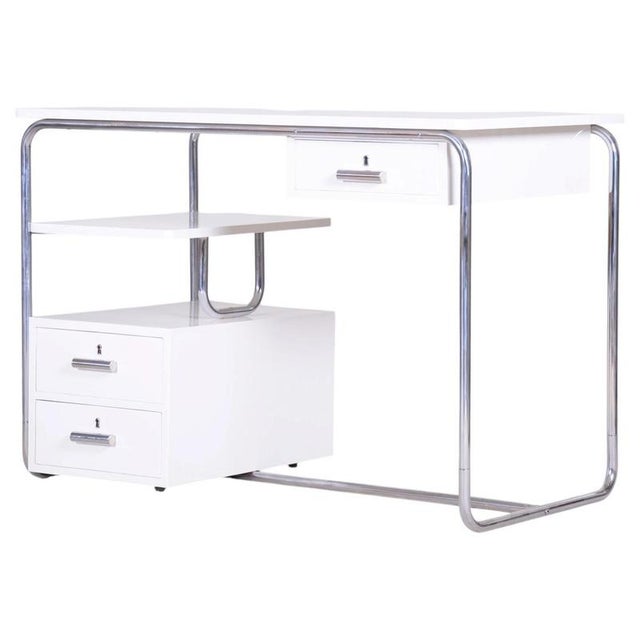 Bauhaus Writing Desk in Chromed Steel and Lacquered Wood, Germany, 1930s For Sale - Image 14 of 14