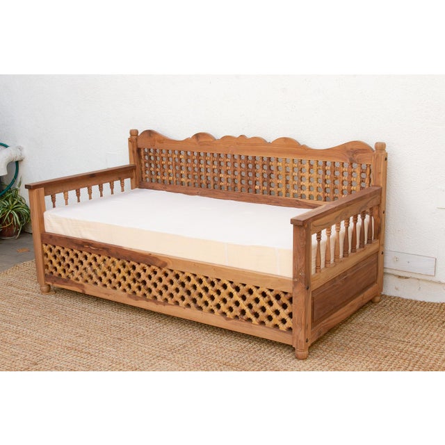 Wood 6' Long Mousharabi Reclaimed Teak Lounge Sofa For Sale - Image 7 of 11