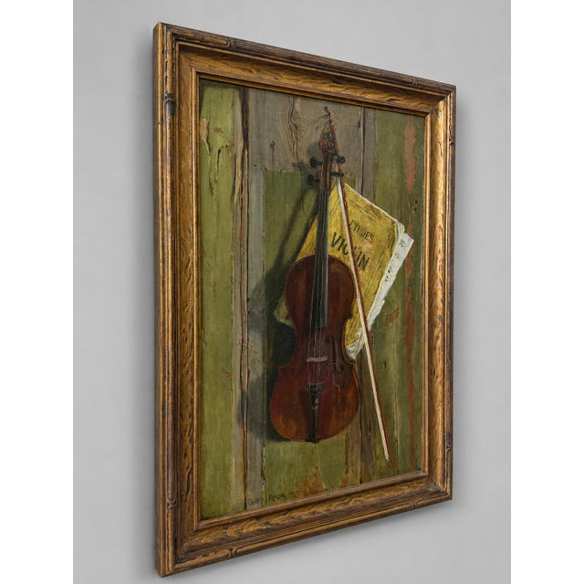 Charles Edward Proctor (American, 1866–1950) Trompe-l’Œil Still Life with Violin, Bow, and Études, 1892 Charles Edward...