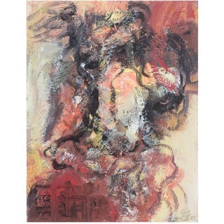 Erik Bille Christiansen, Behind Glass, Abstract Composition, 1993, Oil on Canvas For Sale