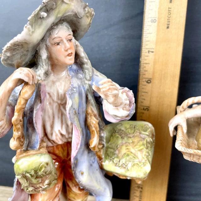 Tan Early 20th Century Albert Stahl Furniture Mender and Hardware Woman - Travelling Peddler Figurines. Set of 2 For Sale - Image 8 of 13