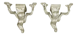 Faux Bois Vintage Silver Gilt Wood Wall Brackets - a Pair