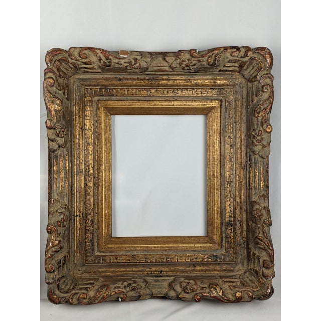Rococo Mid 20th Century Pair of Grand European-Style Carved Giltwood Frames With Acanthus & Floral Scrollwork For Sale - Image 3 of 17