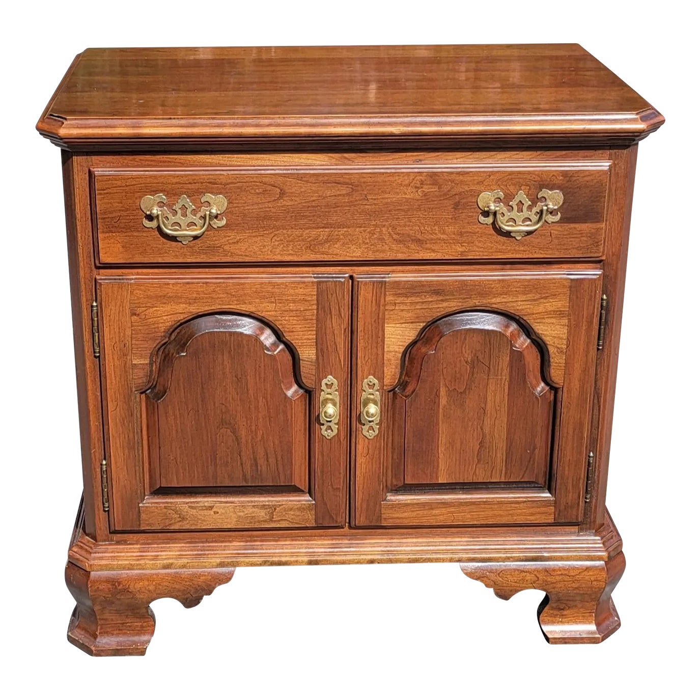 Ethan Allen Chippendale Style Solid Cherry Bedside Table