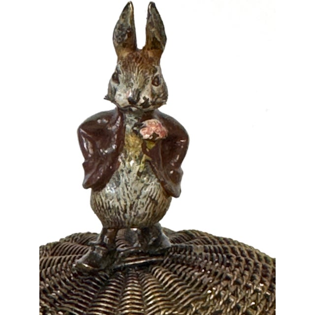 Vienna Woven Bronze Basket Box with Cold-Painted Rabbit, Attributed to Bergman For Sale - Image 4 of 6