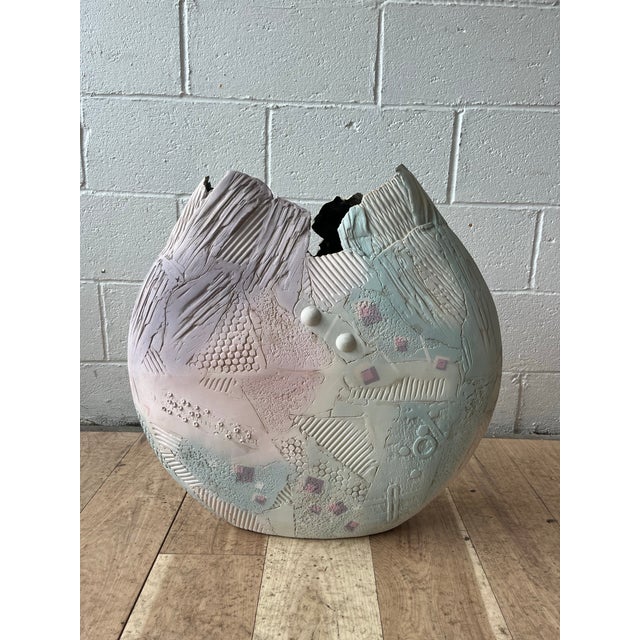 1980s Gail Markiewicz Hand Built Patchwork Ceramic Vessel, Contemporary Studio Pottery For Sale - Image 5 of 10