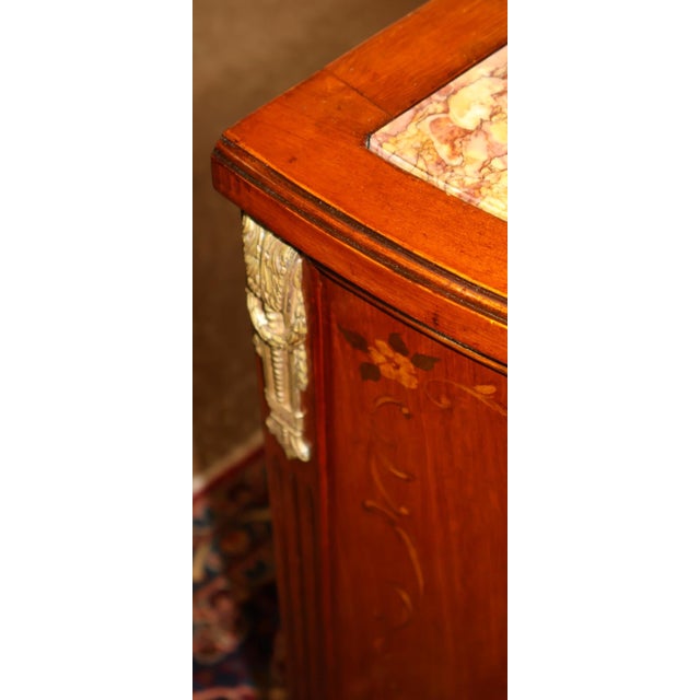 Brown Early 20th Century French Louis XV Marble Top Paint Decorated Chest Commode For Sale - Image 8 of 17