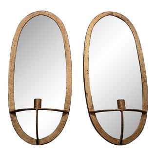 Artemis Bow Mirror Gold Candle Sconces- a Pair For Sale